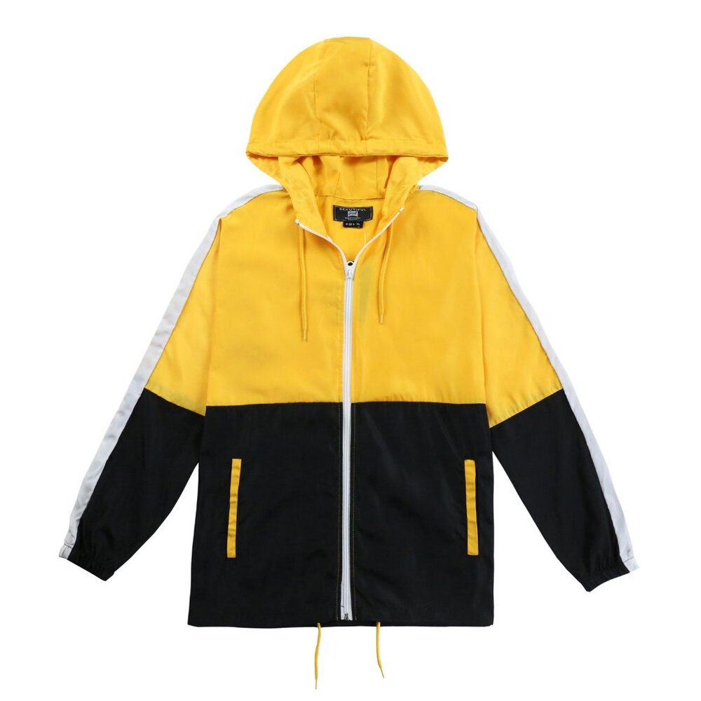 Men's Two Tone Windbreaker Hooded Jacket Outwear Size M